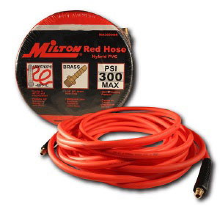 Milton MA38350R 3/8 x 35' Red Hybrid No Back Bone Air Hose - 1/4 NPT