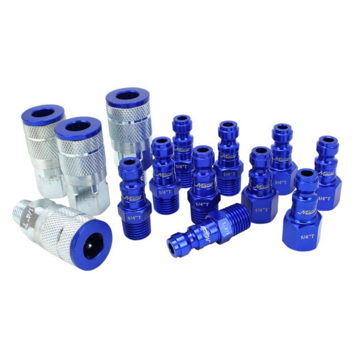 Milton S-314TKIT 14 Piece T-Style 1/4 NPT Blue	ColorFit Coupler & Plug Kit